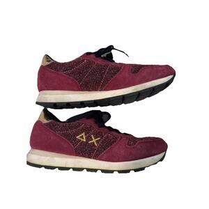 SUN68 ITALY ALLY GLITTER DONNA SNEAKERS BORDEAUX WOMENS US 8